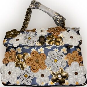 Kensington Daisy Convertible Shoulder Bag - Floral Embellished with Chain Strap